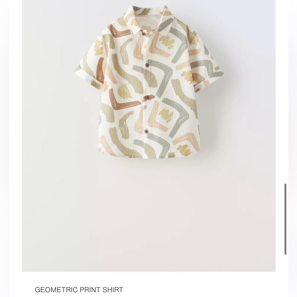 Geometric Print Shirt 3/4